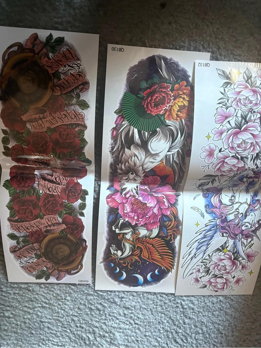 Floral Peel-and-Stick Temporary tattoos- Pink & Purple Bouquet